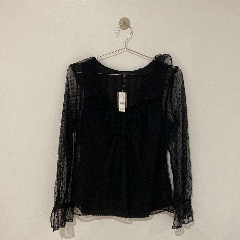 J.Crew Ruffleneck Top in Clip Dot